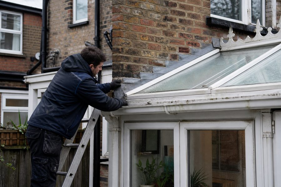 Conservatory roof repair in East Ham Leak inspection on a conservatory roof in East Ham